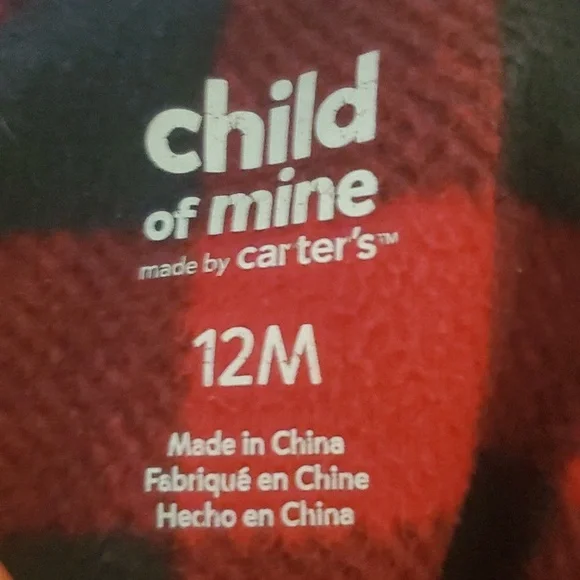 Kids/ Toddler's Red and Black Plaid Zip up Onzie - Picture 5 of 5